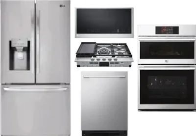 5 Piece Package Includes Refrigerator, Cooktop, Wall Oven, Microwave And Dishwasher