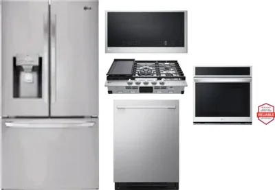 5 Piece Package Includes Refrigerator, Cooktop, Wall Oven, Microwave And Dishwasher