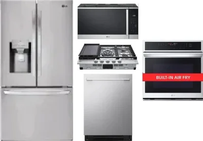5 Piece Package Includes Refrigerator, Cooktop, Wall Oven, Microwave And Dishwasher
