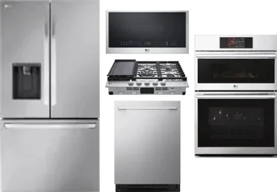 5 Piece Package Includes Refrigerator, Cooktop, Wall Oven, Microwave And Dishwasher