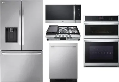 5 Piece Package Includes Refrigerator, Cooktop, Wall Oven, Microwave And Dishwasher