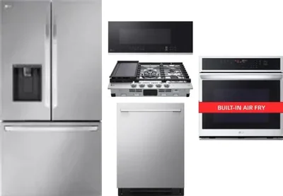 5 Piece Package Includes Refrigerator, Cooktop, Wall Oven, Microwave And Dishwasher