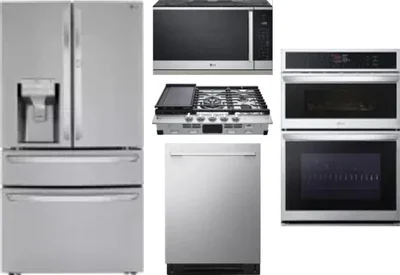 5 Piece Package Includes Refrigerator, Cooktop, Wall Oven, Microwave And Dishwasher