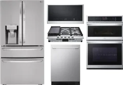 5 Piece Package Includes Refrigerator, Cooktop, Wall Oven, Microwave And Dishwasher