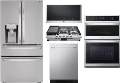 5 Piece Package Includes Refrigerator, Cooktop, Wall Oven, Microwave And Dishwasher
