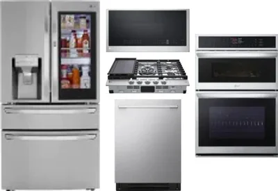 5 Piece Package Includes Refrigerator, Cooktop, Wall Oven, Microwave And Dishwasher