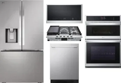 5 Piece Package Includes Refrigerator, Cooktop, Wall Oven, Microwave And Dishwasher