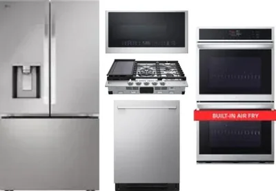 5 Piece Package Includes Refrigerator, Cooktop, Wall Oven, Microwave And Dishwasher