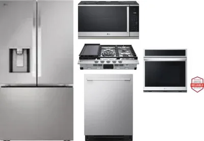 5 Piece Package Includes Refrigerator, Cooktop, Wall Oven, Microwave And Dishwasher