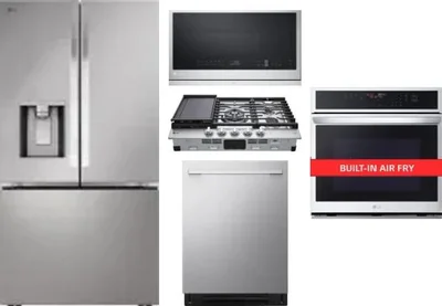 5 Piece Package Includes Refrigerator, Cooktop, Wall Oven, Microwave And Dishwasher