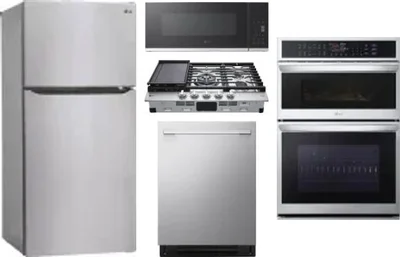 5 Piece Package Includes Refrigerator, Cooktop, Wall Oven, Microwave And Dishwasher