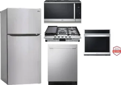 5 Piece Package Includes Refrigerator, Cooktop, Wall Oven, Microwave And Dishwasher