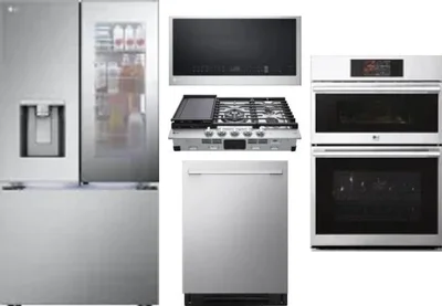 5 Piece Package Includes Refrigerator, Cooktop, Wall Oven, Microwave And Dishwasher