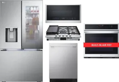 5 Piece Package Includes Refrigerator, Cooktop, Wall Oven, Microwave And Dishwasher