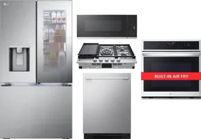5 Piece Package Includes Refrigerator, Cooktop, Wall Oven, Microwave And Dishwasher