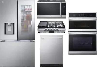 5 Piece Package Includes Refrigerator, Cooktop, Wall Oven, Microwave And Dishwasher
