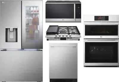 5 Piece Package Includes Refrigerator, Cooktop, Wall Oven, Microwave And Dishwasher