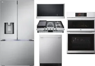 5 Piece Package Includes Refrigerator, Cooktop, Wall Oven, Microwave And Dishwasher