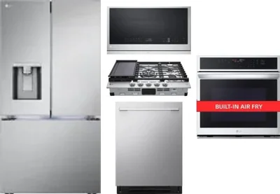 5 Piece Package Includes Refrigerator, Cooktop, Wall Oven, Microwave And Dishwasher