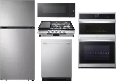 5 Piece Package Includes Refrigerator, Cooktop, Wall Oven, Microwave And Dishwasher