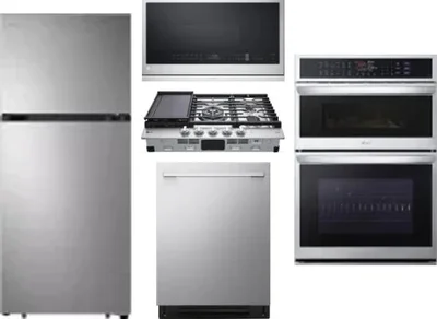 5 Piece Package Includes Refrigerator, Cooktop, Wall Oven, Microwave And Dishwasher