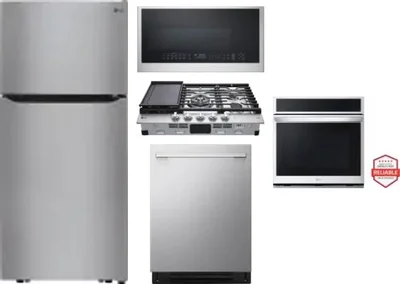 5 Piece Package Includes Refrigerator, Cooktop, Wall Oven, Microwave And Dishwasher