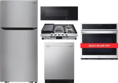 5 Piece Package Includes Refrigerator, Cooktop, Wall Oven, Microwave And Dishwasher