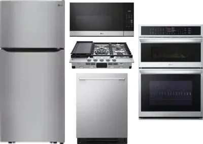 5 Piece Package Includes Refrigerator, Cooktop, Wall Oven, Microwave And Dishwasher