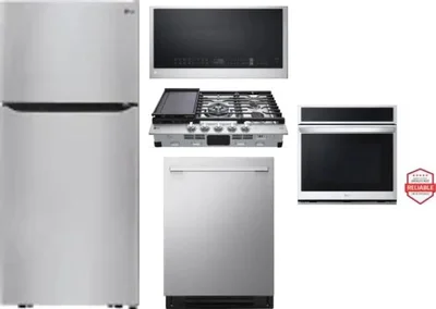 5 Piece Package Includes Refrigerator, Cooktop, Wall Oven, Microwave And Dishwasher