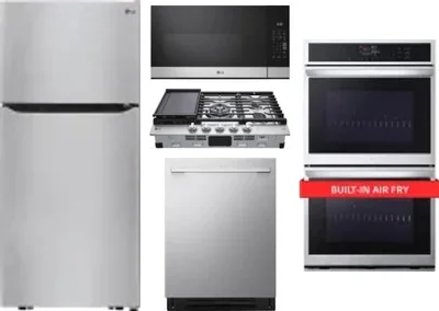 5 Piece Package Includes Refrigerator, Cooktop, Wall Oven, Microwave And Dishwasher