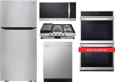 5 Piece Package Includes Refrigerator, Cooktop, Wall Oven, Microwave And Dishwasher