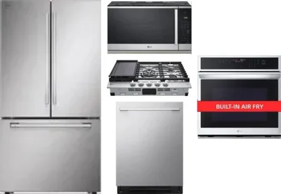 5 Piece Package Includes Refrigerator, Cooktop, Wall Oven, Microwave And Dishwasher