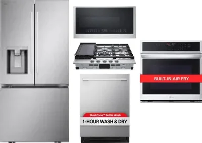 5 Piece Package Includes Refrigerator, Cooktop, Wall Oven, Microwave And Dishwasher