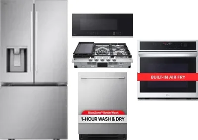 5 Piece Package Includes Refrigerator, Cooktop, Wall Oven, Microwave And Dishwasher