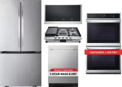 5 Piece Package Includes Refrigerator, Cooktop, Wall Oven, Microwave And Dishwasher