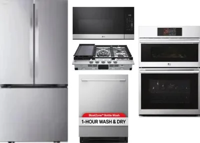 5 Piece Package Includes Refrigerator, Cooktop, Wall Oven, Microwave And Dishwasher