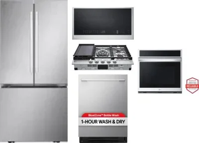 5 Piece Package Includes Refrigerator, Cooktop, Wall Oven, Microwave And Dishwasher