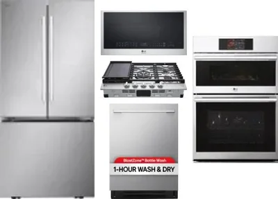 5 Piece Package Includes Refrigerator, Cooktop, Wall Oven, Microwave And Dishwasher