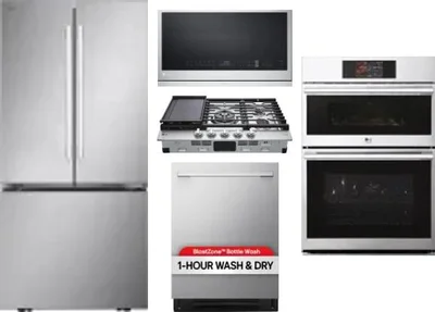 5 Piece Package Includes Refrigerator, Cooktop, Wall Oven, Microwave And Dishwasher