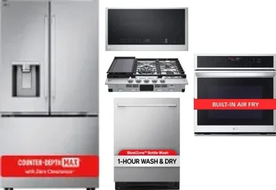 5 Piece Package Includes Refrigerator, Cooktop, Wall Oven, Microwave And Dishwasher