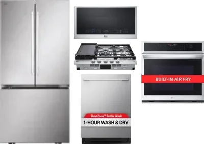 5 Piece Package Includes Refrigerator, Cooktop, Wall Oven, Microwave And Dishwasher