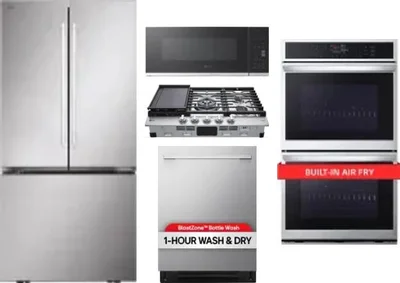 5 Piece Package Includes Refrigerator, Cooktop, Wall Oven, Microwave And Dishwasher