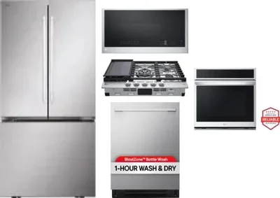 5 Piece Package Includes Refrigerator, Cooktop, Wall Oven, Microwave And Dishwasher