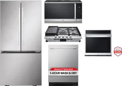 5 Piece Package Includes Refrigerator, Cooktop, Wall Oven, Microwave And Dishwasher