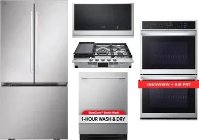 5 Piece Package Includes Refrigerator, Cooktop, Wall Oven, Microwave And Dishwasher