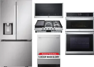 5 Piece Package Includes Refrigerator, Cooktop, Wall Oven, Microwave And Dishwasher