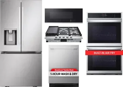 5 Piece Package Includes Refrigerator, Cooktop, Wall Oven, Microwave And Dishwasher