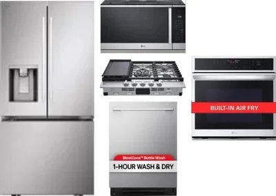 5 Piece Package Includes Refrigerator, Cooktop, Wall Oven, Microwave And Dishwasher