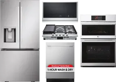 5 Piece Package Includes Refrigerator, Cooktop, Wall Oven, Microwave And Dishwasher