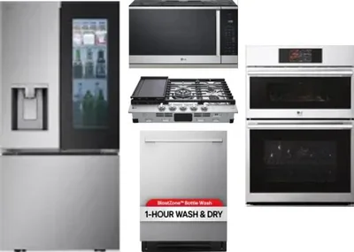 5 Piece Package Includes Refrigerator, Cooktop, Wall Oven, Microwave And Dishwasher